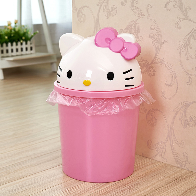 Home Office Desk Ideas - Hello Kitty Small Desktop Trash Can