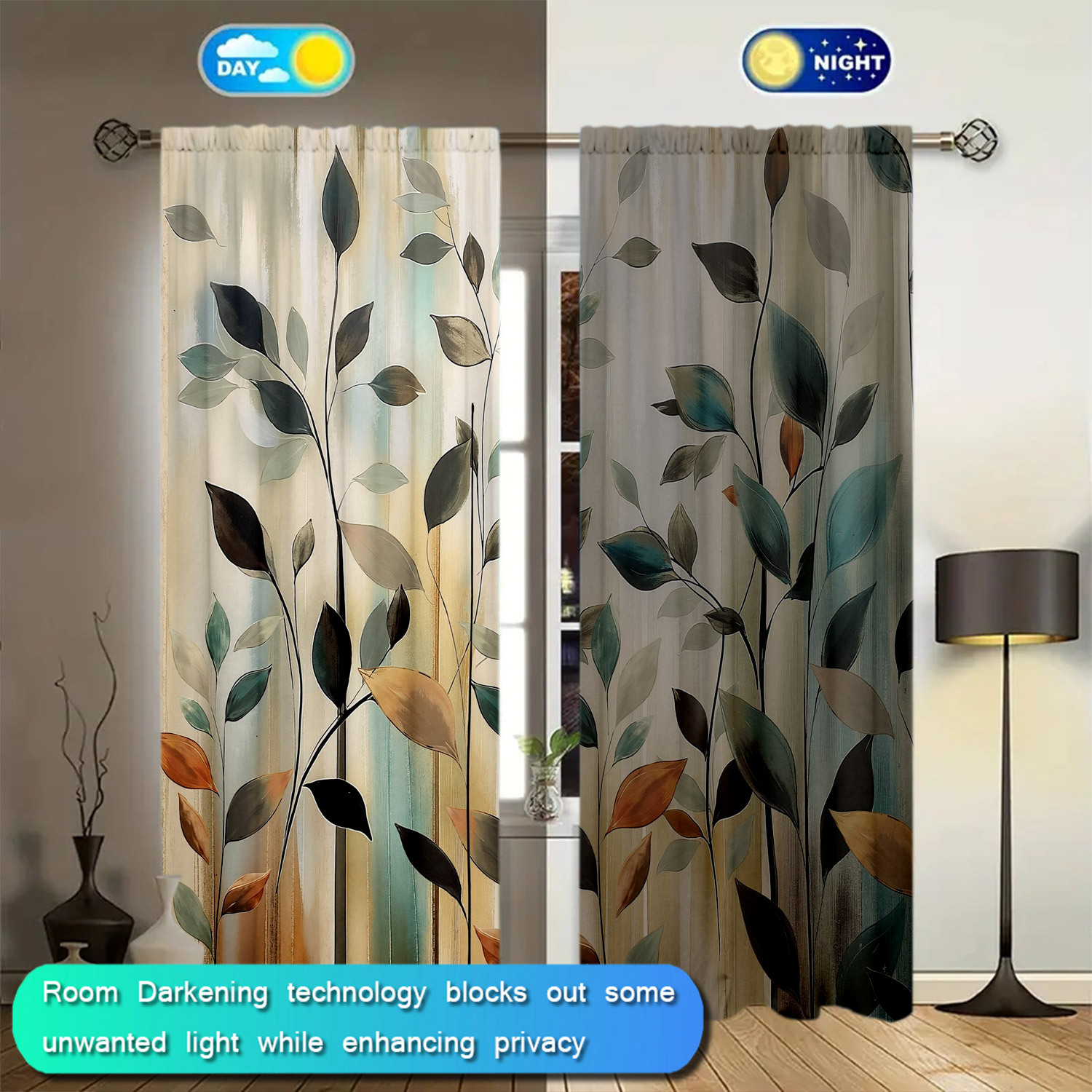 2 Panels Abstract Leaf Print C - Home Office Room Inspiration recension och pris