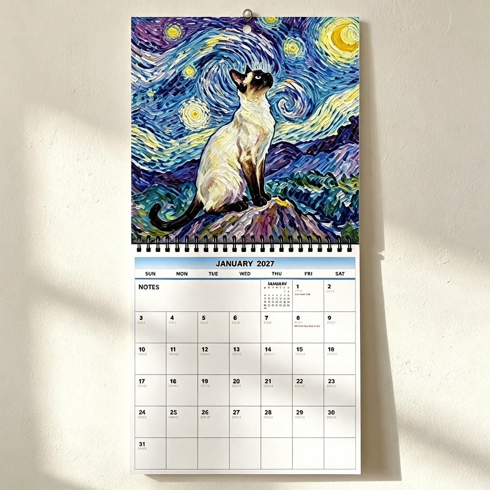2027 Wall Calendar Cat Starlig - Home Office Wallpaper recension och pris